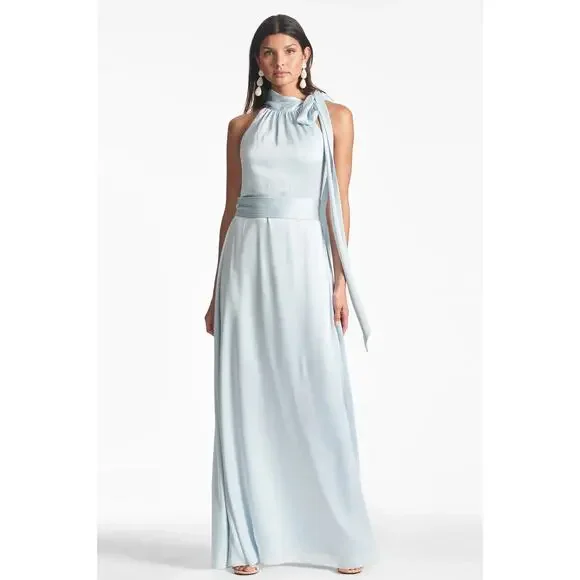 sachin and babi light blue dress A-line V-neck Backless Lace Beach Wedding Dresses, SW538